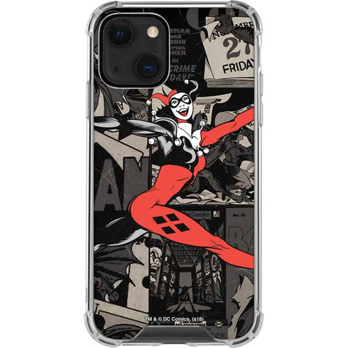 DC Comics Harley Quinn Vintage Action pose pattern iPhone 14 Clear Case