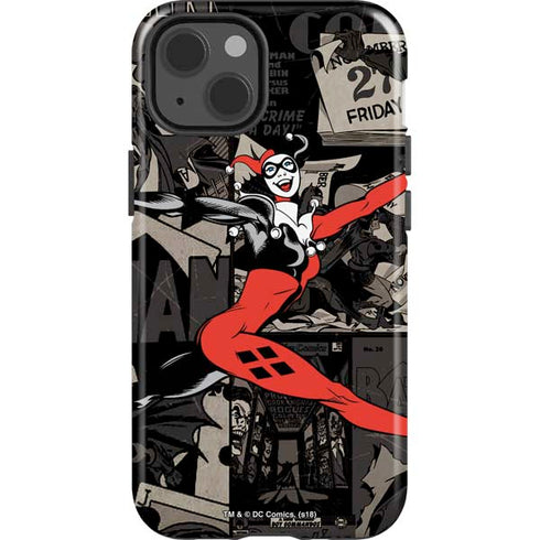 DC Comics Harley Quinn Vintage Action pose pattern iPhone 15 Impact Case