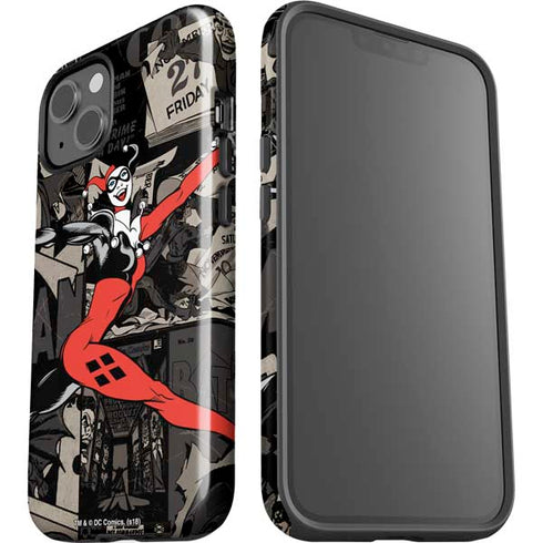 DC Comics Harley Quinn Vintage Action pose pattern iPhone 14 Impact Case