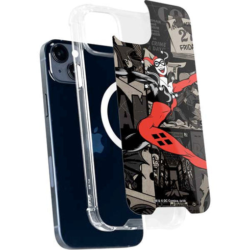 DC Comics Harley Quinn Vintage Action pose pattern iPhone 15 Plus MagSafe Case
