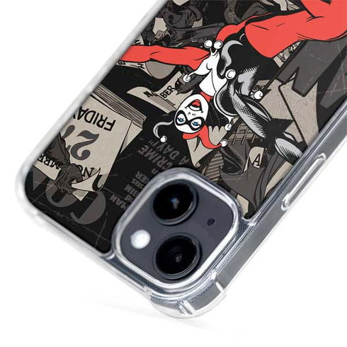 DC Comics Harley Quinn Vintage Action pose pattern iPhone 15 Plus MagSafe Case