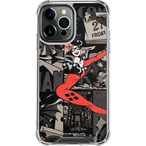 DC Comics Harley Quinn Vintage Action pose pattern iPhone 14 Pro Max Clear Case