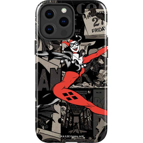 DC Comics Harley Quinn Vintage Action pose pattern iPhone 15 Pro Max Impact Case