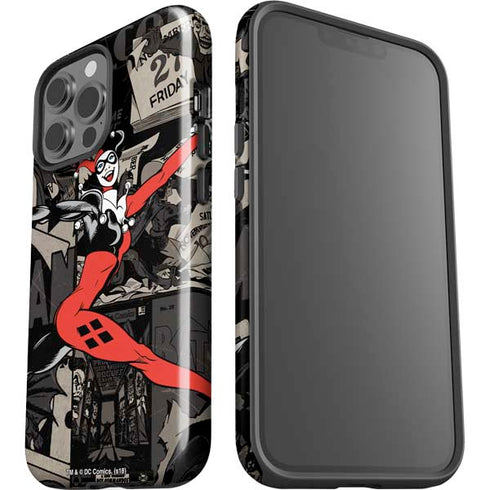 DC Comics Harley Quinn Vintage Action pose pattern iPhone 15 Pro Max Impact Case