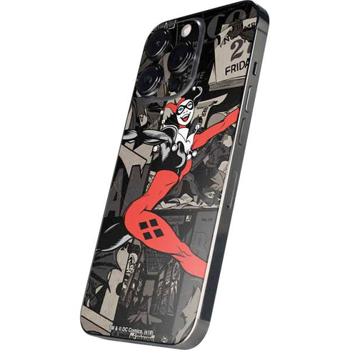 DC Comics Harley Quinn Vintage Action pose pattern iPhone 14 Pro Skin
