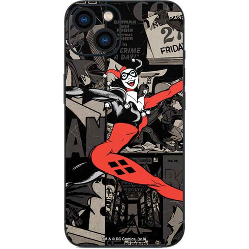 DC Comics Harley Quinn Vintage Action pose pattern iPhone 14 Skin