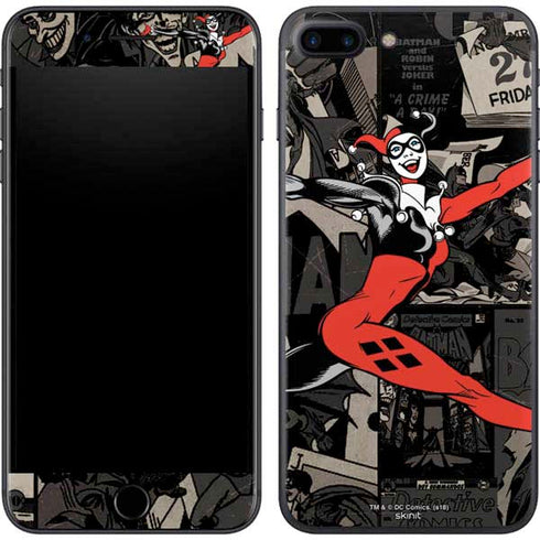 DC Comics Harley Quinn Vintage Action pose pattern iPhone 8 Plus Skin