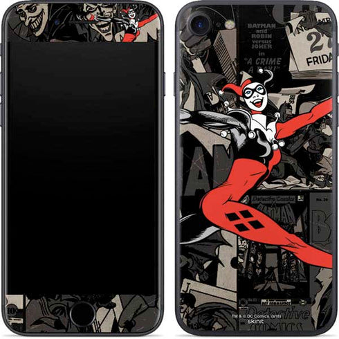 DC Comics Harley Quinn Vintage Action pose pattern iPhone 8 Skin