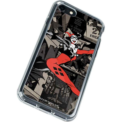 DC Comics Harley Quinn Vintage Action pose pattern iPhone SE (2nd & 3rd Gen) Clear Case