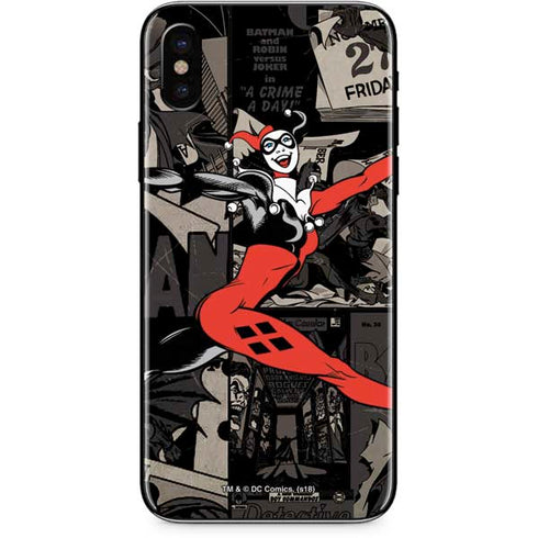 DC Comics Harley Quinn Vintage Action pose pattern iPhone X Skin