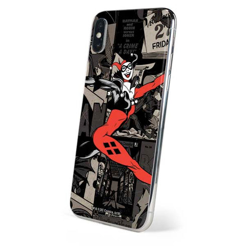 DC Comics Harley Quinn Vintage Action pose pattern iPhone X Skin
