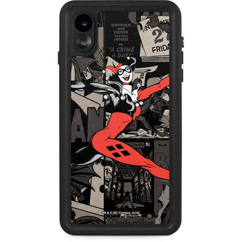 DC Comics Harley Quinn Vintage Action pose pattern iPhone XR Waterproof Case