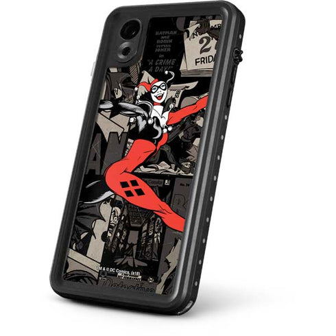 DC Comics Harley Quinn Vintage Action pose pattern iPhone XR Waterproof Case
