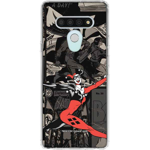 DC Comics Harley Quinn Vintage Action pose pattern LG Stylo 6 Clear Case