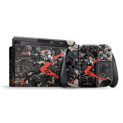 DC Comics Harley Quinn Vintage Action pose pattern Nintendo Switch Bundle Skin