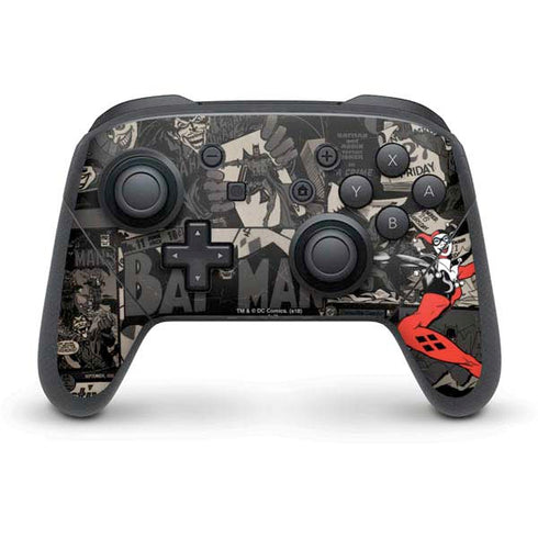 DC Comics Harley Quinn Vintage Action pose pattern Nintendo Switch Pro Controller Skin