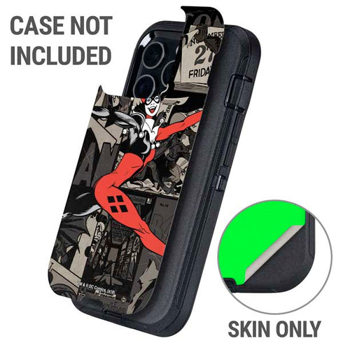 DC Comics Harley Quinn Vintage Action pose pattern Otterbox Defender iPhone Skin