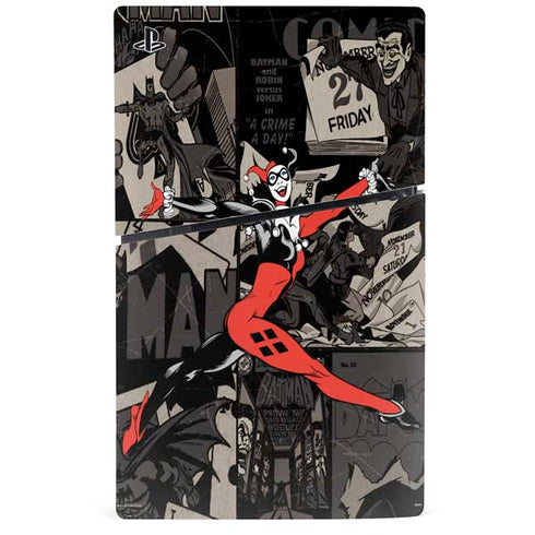 DC Comics Harley Quinn Vintage Action pose pattern PS5 Slim Digital Edition Bundle Skin