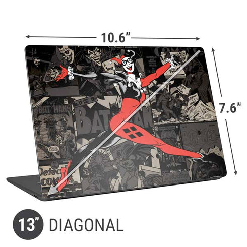 DC Comics Harley Quinn Vintage Action pose pattern Universal Laptop 13in (10.6 x 7.6in) Skin