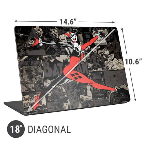 DC Comics Harley Quinn Vintage Action pose pattern Universal Laptop 18in (14.6 x 10.6in) Skin
