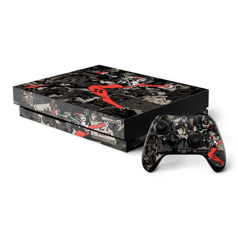 DC Comics Harley Quinn Vintage Action pose pattern Xbox One X Bundle Skin