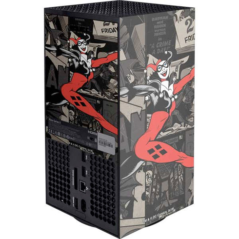 DC Comics Harley Quinn Vintage Action pose pattern Xbox Series X Console Skin