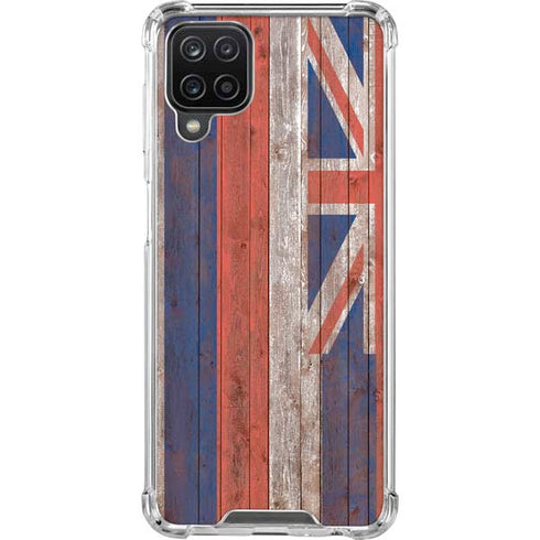 Hawaiian Flag Dark Wood Galaxy A12 Clear Case