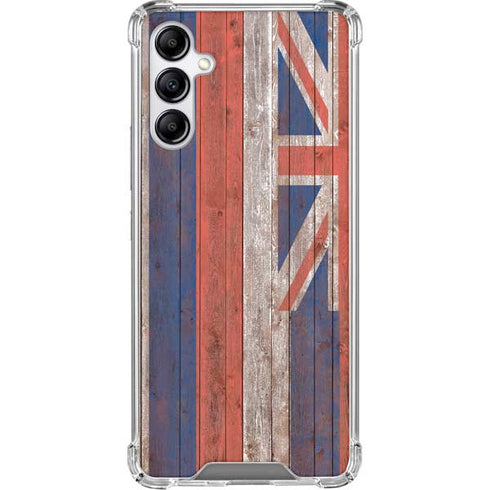 Hawaiian Flag Dark Wood Galaxy A15 5G Clear Case