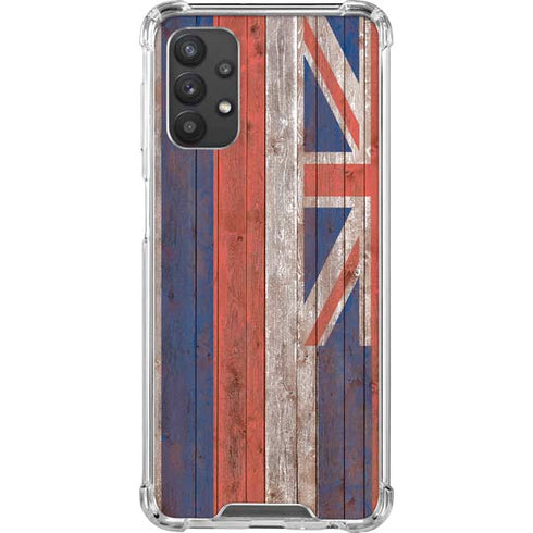 Hawaiian Flag Dark Wood Galaxy A32 5G Clear Case