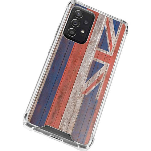 Hawaiian Flag Dark Wood Galaxy A52 5G Clear Case
