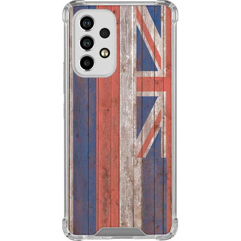 Hawaiian Flag Dark Wood Galaxy A53 5G Clear Case