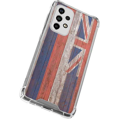 Hawaiian Flag Dark Wood Galaxy A53 5G Clear Case