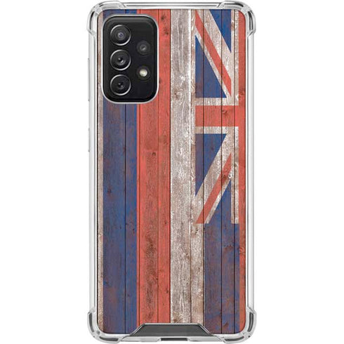Hawaiian Flag Dark Wood Galaxy A72 5G Clear Case