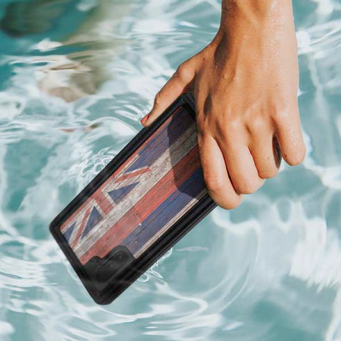 Hawaiian Flag Dark Wood Galaxy Note 10 Waterproof Case