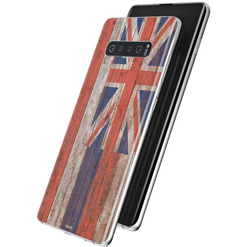 Hawaiian Flag Dark Wood Galaxy S10 Plus Skin