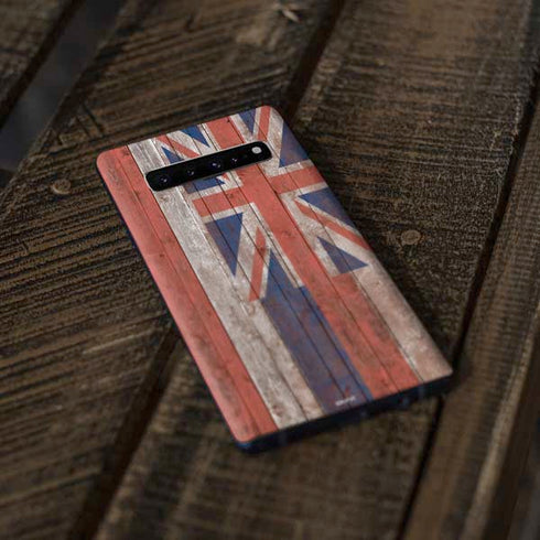Hawaiian Flag Dark Wood Galaxy S10 Plus Skin