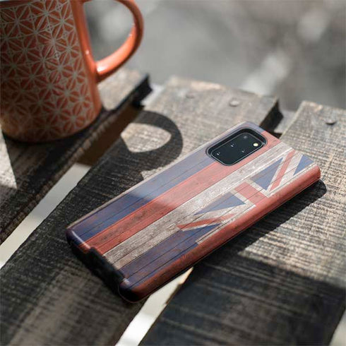 Hawaiian Flag Dark Wood Galaxy S20 Plus Pro Case