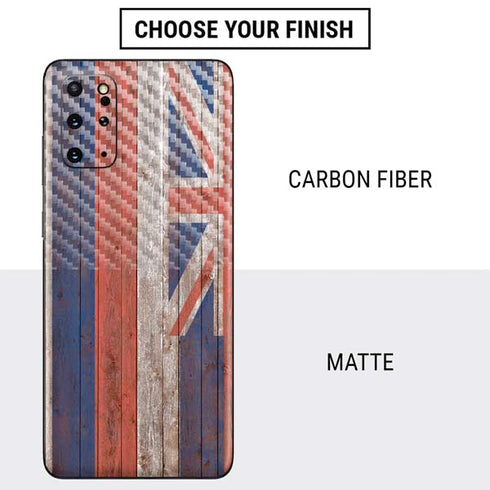 Hawaiian Flag Dark Wood Galaxy S20 Plus Skin