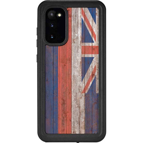 Hawaiian Flag Dark Wood Galaxy S20 Waterproof Case