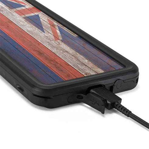 Hawaiian Flag Dark Wood Galaxy S20 Waterproof Case