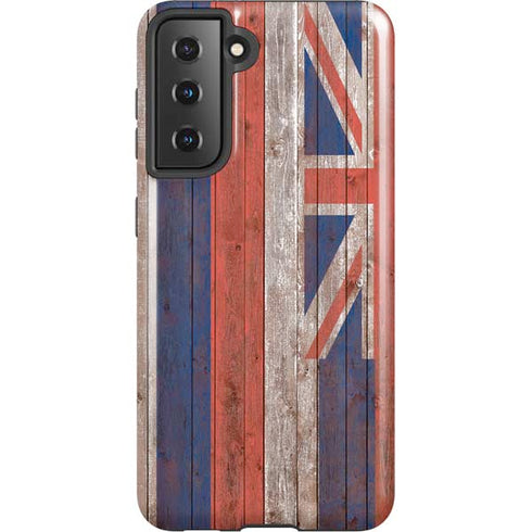 Hawaiian Flag Dark Wood Galaxy S21 5G Pro Case