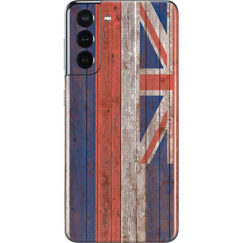 Hawaiian Flag Dark Wood Galaxy S21 5G Skin