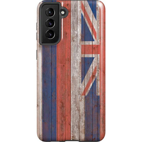 Hawaiian Flag Dark Wood Galaxy S21 Plus 5G Pro Case