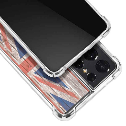 Hawaiian Flag Dark Wood Galaxy S21 Ultra 5G Clear Case