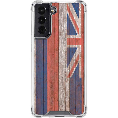 Hawaiian Flag Dark Wood Galaxy S22 Clear Case