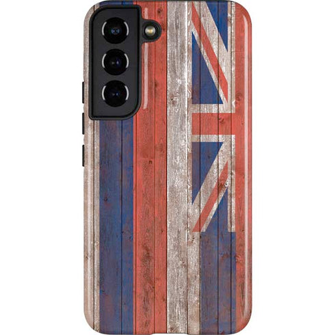 Hawaiian Flag Dark Wood Galaxy S22 Pro Case