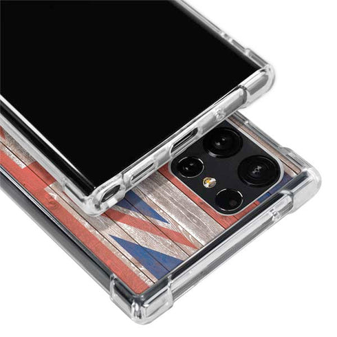 Hawaiian Flag Dark Wood Galaxy S22 Ultra Clear Case