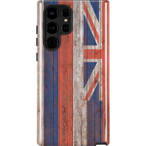 Hawaiian Flag Dark Wood Galaxy S22 Ultra Pro Case