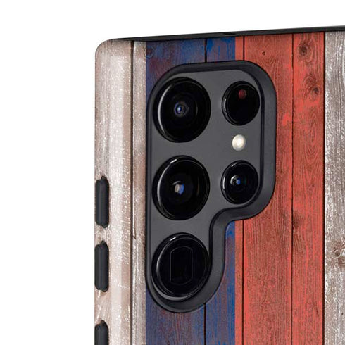 Hawaiian Flag Dark Wood Galaxy S22 Ultra Pro Case