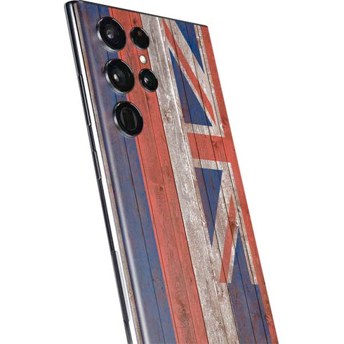 Hawaiian Flag Dark Wood Galaxy S22 Ultra Skin